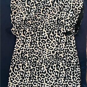 Laundry By Shelli Segal Black and Cream Animal Print Dress